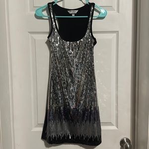 Lots of love by speechless black and silver sequin mini dress size med
